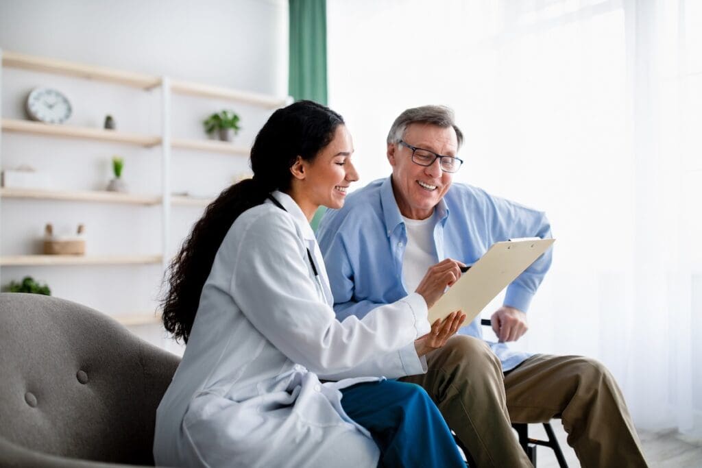 healthcare professional explaining information to patient