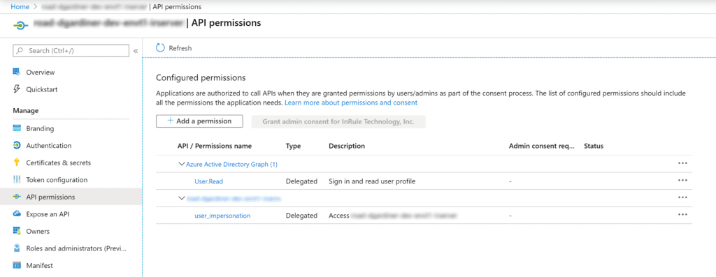 Grant the App Registration API Permissions to Azure AD Graph and the RES App Service